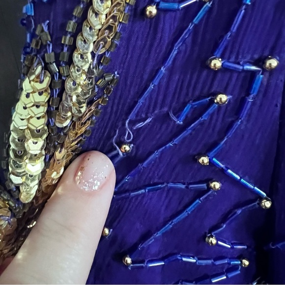 Vintage Deadstock Lawrence Kazar 100% Silk Beaded Cocktail Dress Glam size Large - Picture 16 of 16